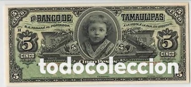 Billetes extranjeros: M&eacute;xico 5 Pesos 1902 muy raro - Foto 1