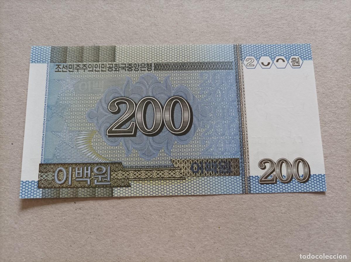 Billetes extranjeros: Billete de Corea del norte de 200 won, a&ntilde;o 2005, UNC - Foto 2