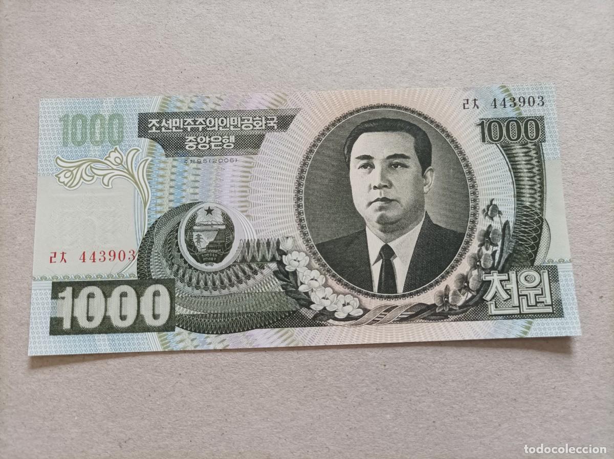 Billetes extranjeros: Billete de Corea del norte de 1000 won, a&ntilde;o 2006, UNC - Foto 1