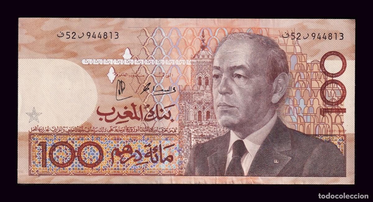 Billetes extranjeros: Marruecos 100 Dirhams 1987 Pick 65d Ebc Xf - Foto 1