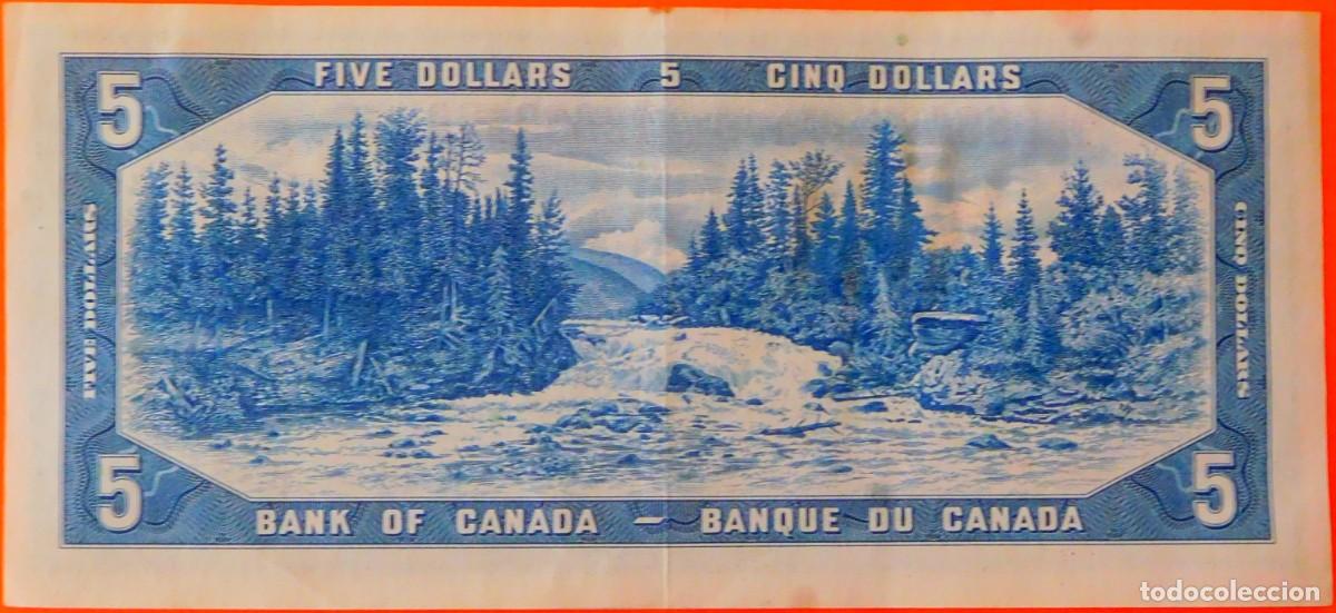 Billetes extranjeros: CANADA, 5 D&Oacute;LARES, 1954. EBC+ - Foto 2