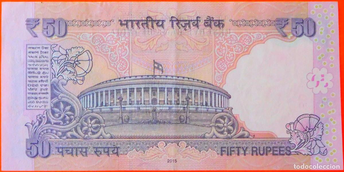 Billetes extranjeros: INDIA, 50 RUPIAS, 2015. - Foto 2