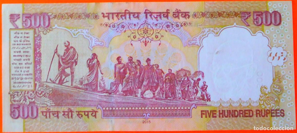 Billetes extranjeros: INDIA, 500 RUPIAS, 2015. - Foto 2