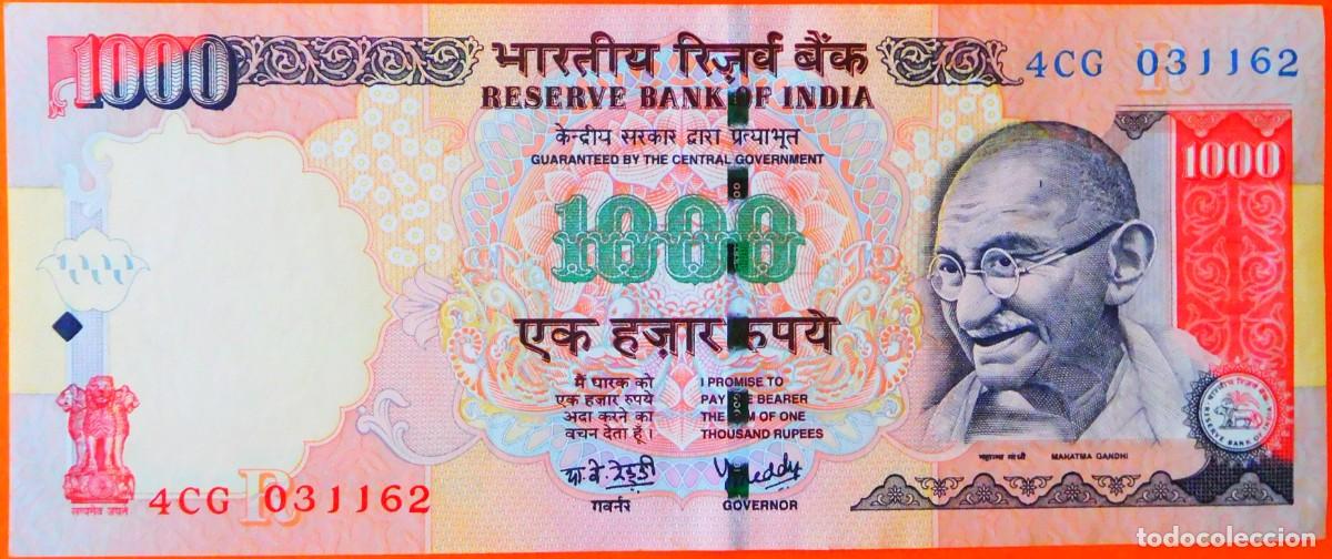 Billetes extranjeros: INDIA, 1000 RUPIAS, 2017. - Foto 1