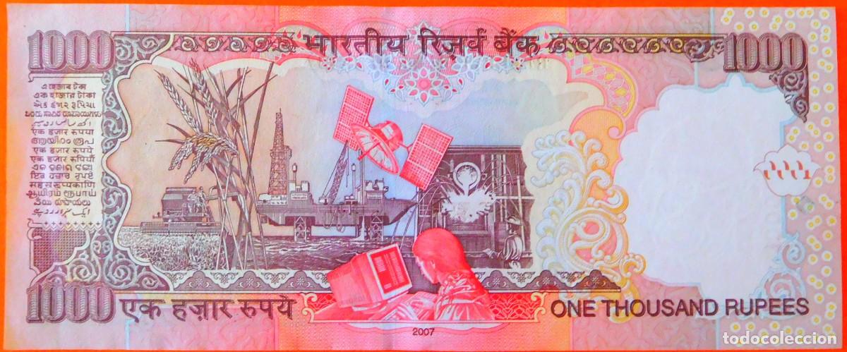 Billetes extranjeros: INDIA, 1000 RUPIAS, 2017. - Foto 2