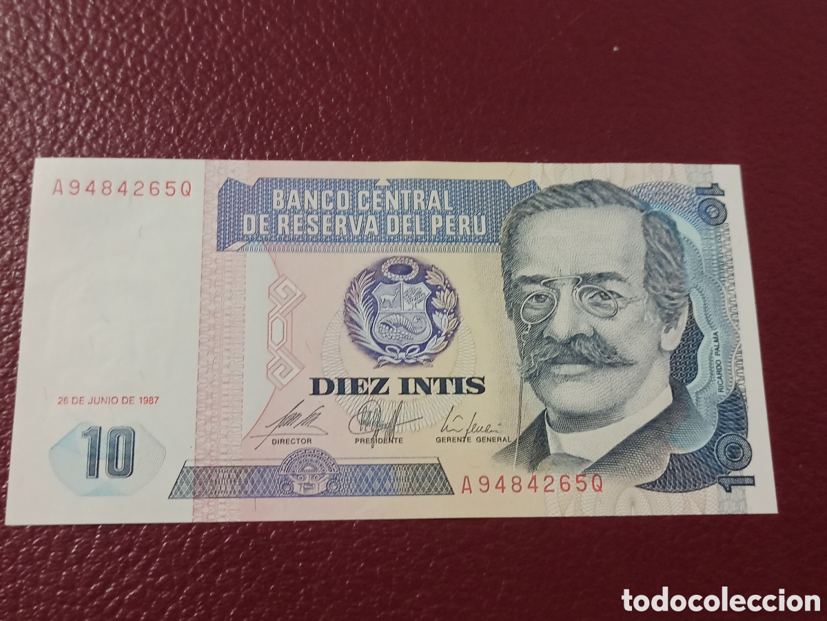 Billetes extranjeros: Billete PER&Uacute; 10 INTIS 26 DE JUNIO DE 1987 - Foto 1