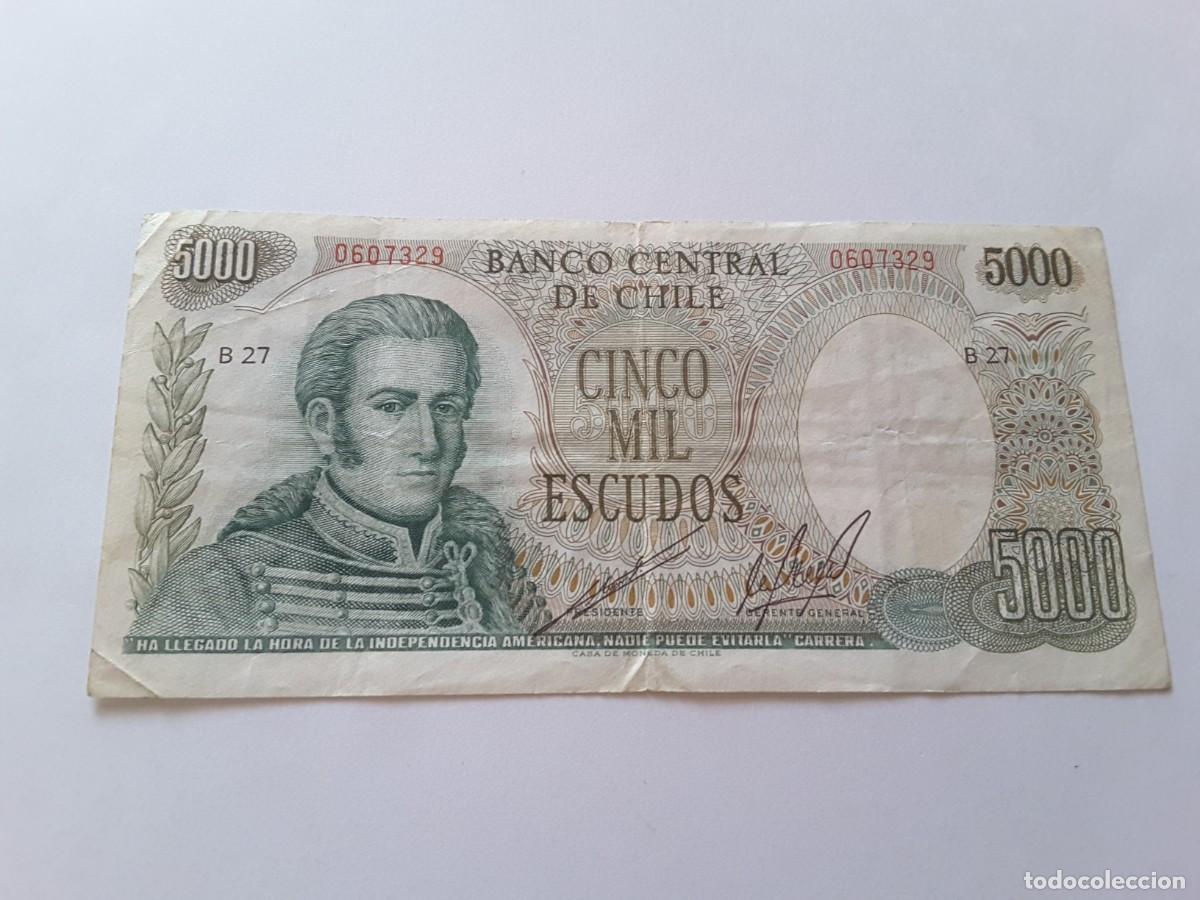Billetes extranjeros: Billete 5000 escudos Chile - Foto 1