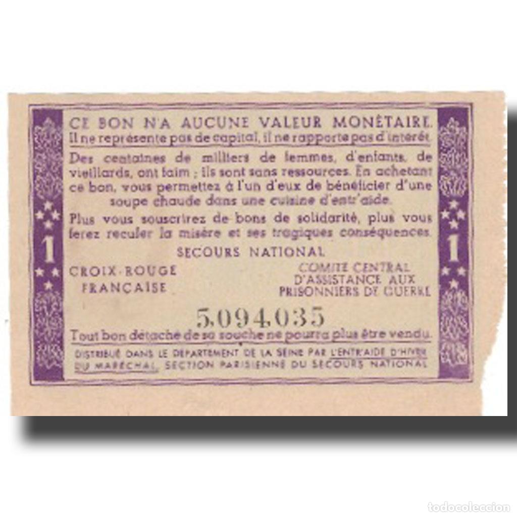 Billetes extranjeros: [#802427] Francia, Secours National, 1 Franc, UNC - Foto 2