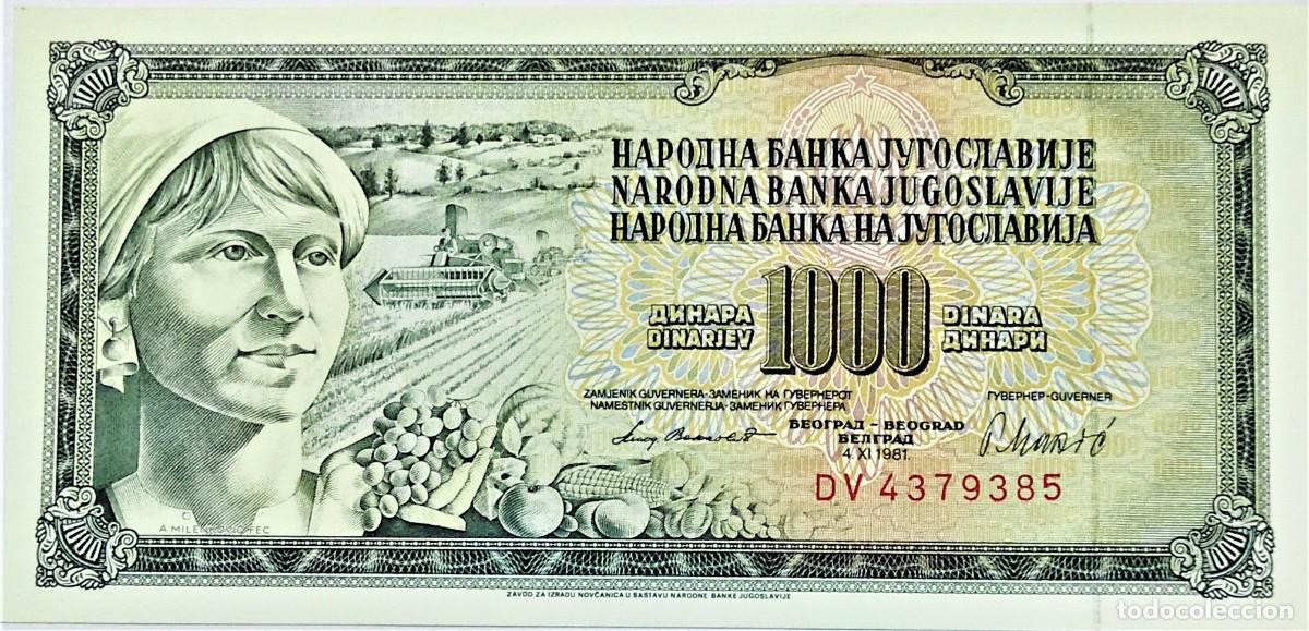 Billets internationaux: YUGOSLAVIA (1981) - 1000 DINARES - DV 4379385 - 4-XI-1981 - PICK#92d - SC