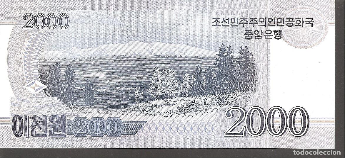 Billetes extranjeros: COREA DEL NORTE 2000 WON 2008 SC/UNC SPECIMEN - Foto 2