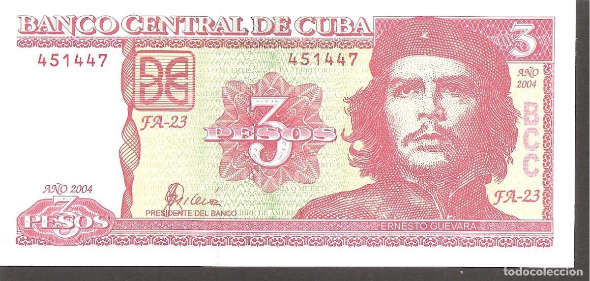 Billetes extranjeros: CUBA 3 PESOS 2004 SC/UNC . CHE GUEVARA - Foto 1