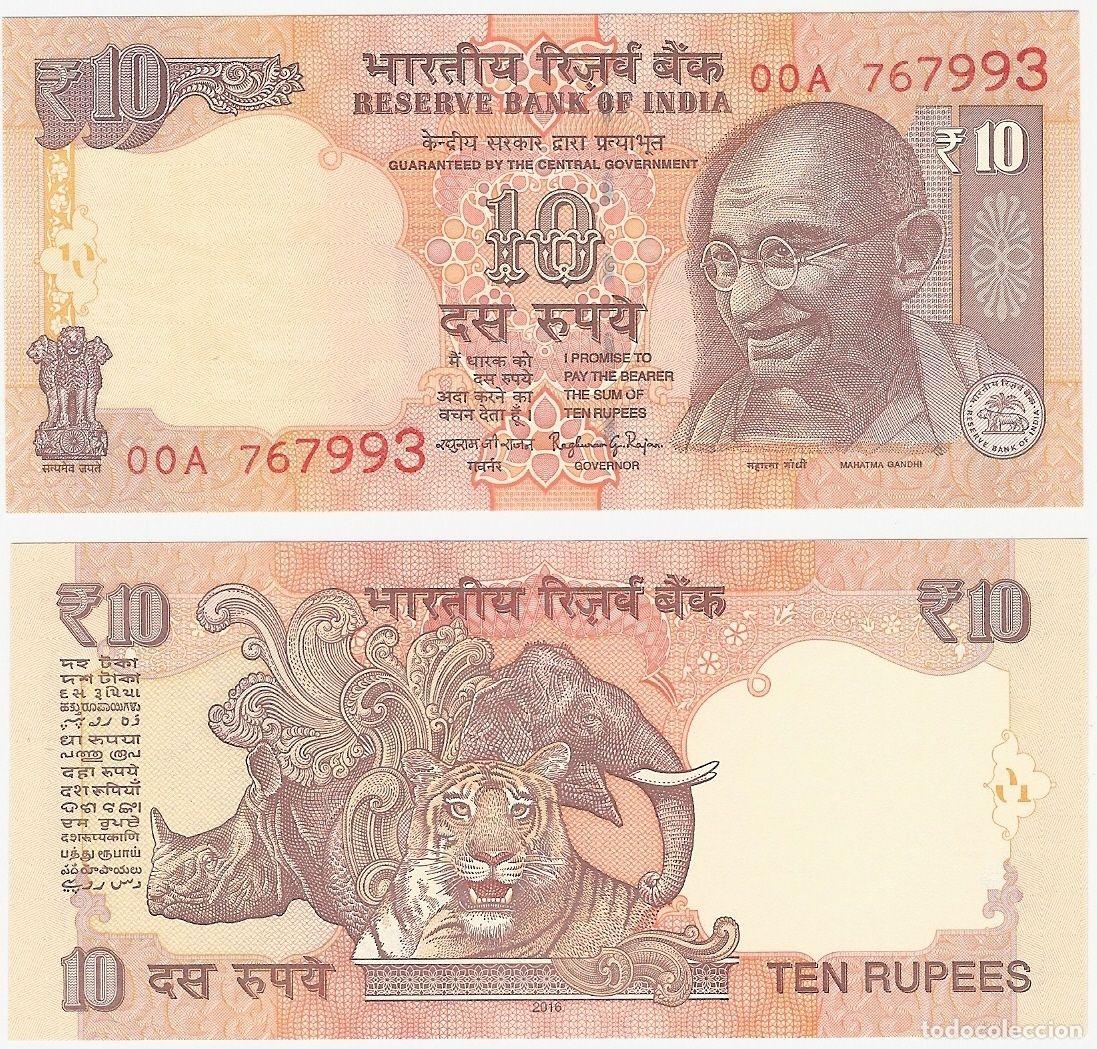 Billetes extranjeros: INDIA 10 RUPEES 2016 Pick 102 SIN CIRCULAR - Foto 1