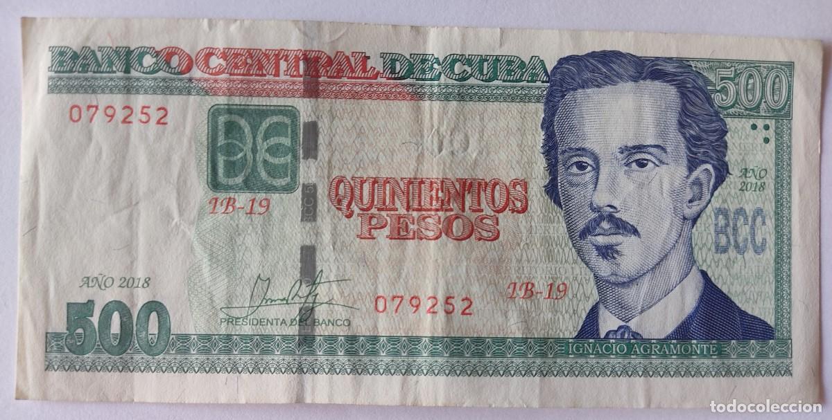 Billetes extranjeros: Cuba-500 pesos-2018. - Foto 1