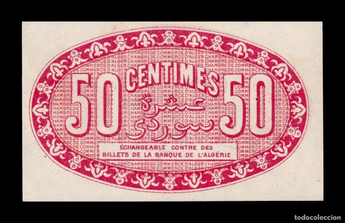 Billetes extranjeros: Argelia Argel C&aacute;mara de Comercio 50 C&eacute;ntimos 1919 Sc Unc - Foto 2