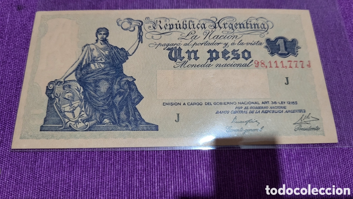 Billetes extranjeros: Billete un peso Argentina - Foto 1