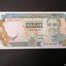 Billetes extranjeros: BILLETE, ZAMBIA, 20 KWACHA, SIN CIRCULAR, 1991-93