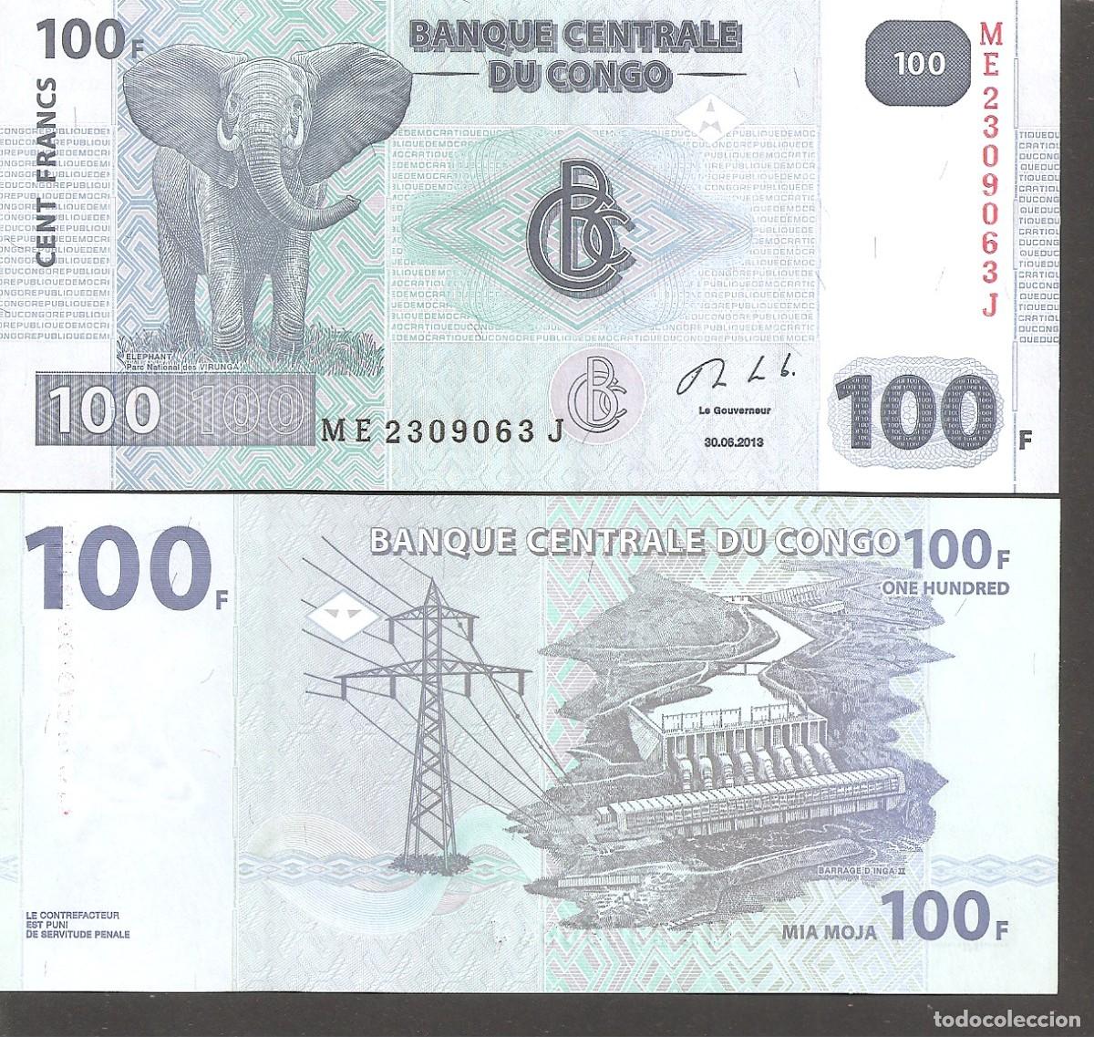 Billetes extranjeros: CONGO 100 FRANCOS 2013 SC/UNC - Foto 1