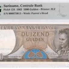 Billetes extranjeros: 1963 SURINAME NETHERLANDS 1000 GULDEN **000075103** (( PMG 66 EPQ ))