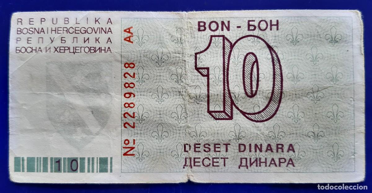 Billetes extranjeros: BOSNIA HERZEGOVINA BILLETE DE 10 DINARA DE 1992 P-21