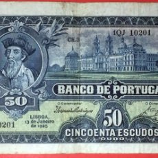Billetes extranjeros: BILLETE BANCO DE PORTUGAL 50 CINCUENTA CINCOENTA ESCUDOS LISBOA 13 ENERO JANEIRO 1925