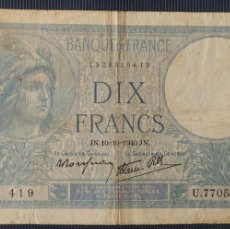 Billetes extranjeros: FRANCIA 10 FRANCOS 1940 PICK 84 (BC+)