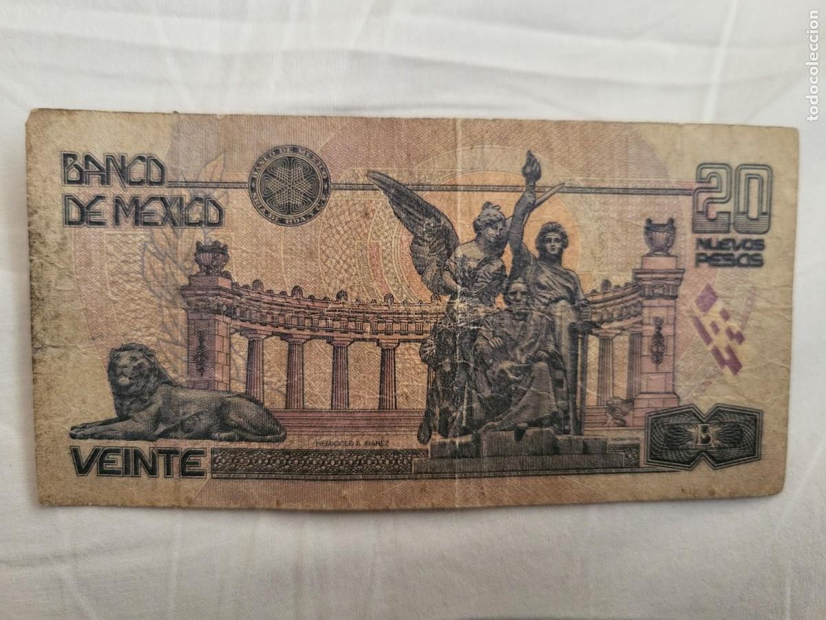 Billetes extranjeros: 20 NUEVOS PESOS 1992 M&Eacute;XICO - Foto 2