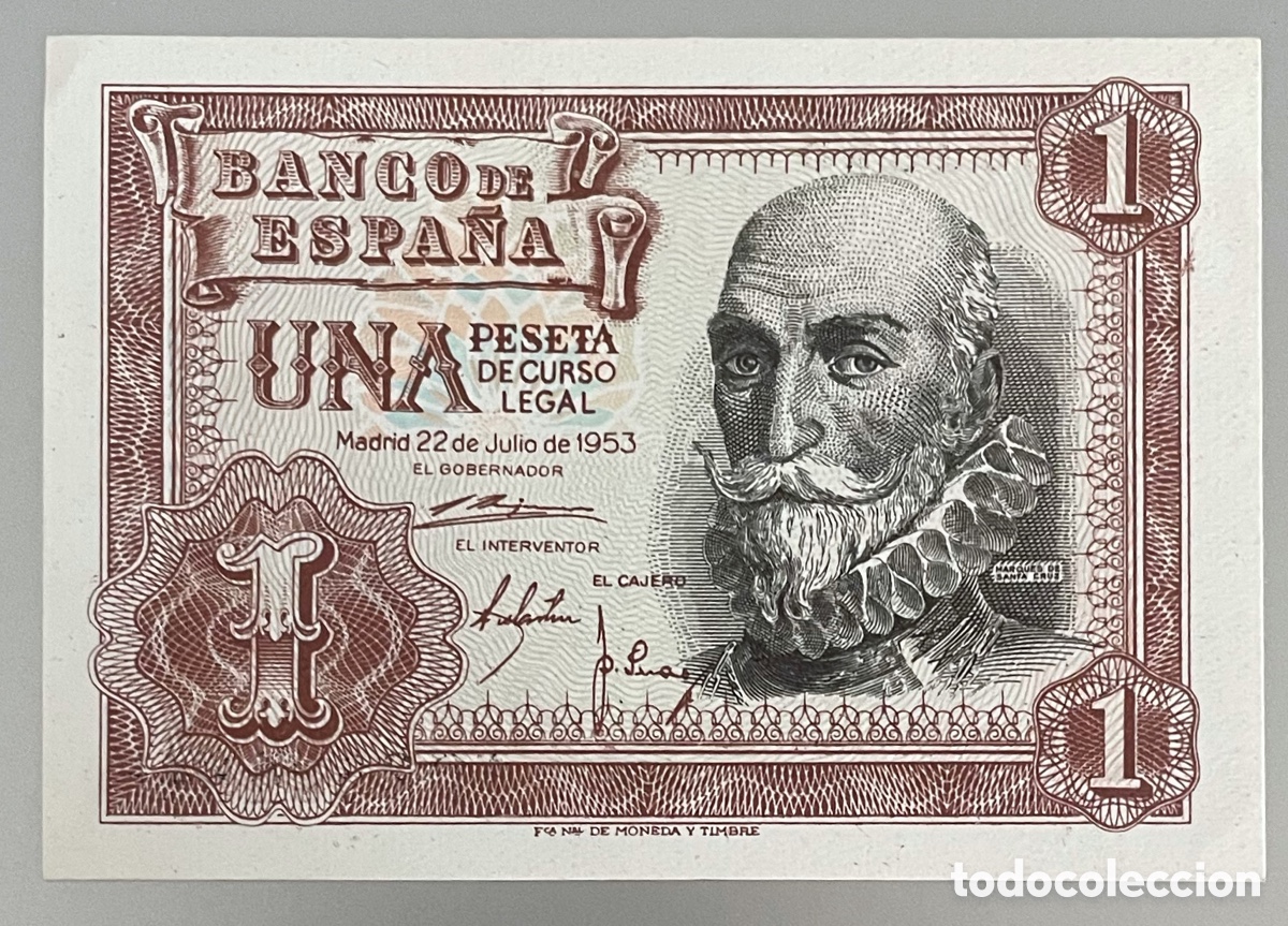 Billetes extranjeros: Espa&ntilde;a. 1 peseta 1953 - Foto 1