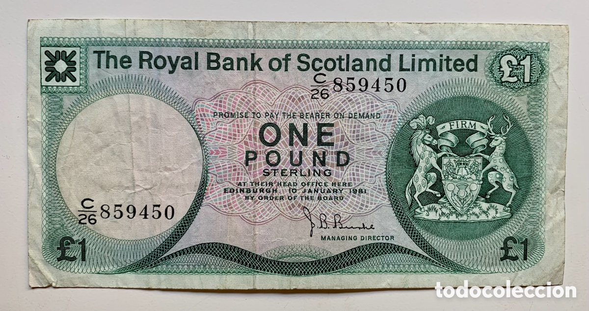 Billetes extranjeros: Billete ESCOCIA 1 Libra 1981. Scotland Pound - Foto 1