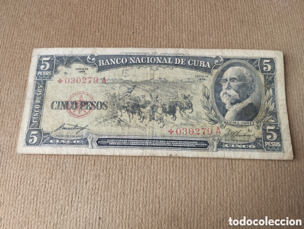 Billete De 5 Pesos Cuba 1958 Circulado. Remplaz - Compra Venta En ...