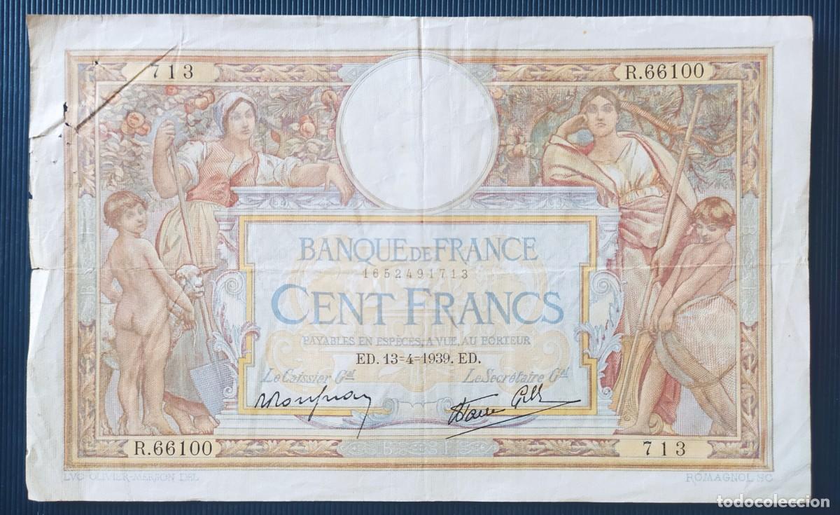 Billetes extranjeros: Francia 100 francos 1939 Pick 86B (MBC-) - Foto 1