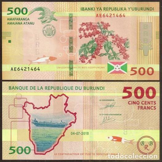 Billetes extranjeros: BURUNDI. 500 francs 2018. S/C. - Foto 1