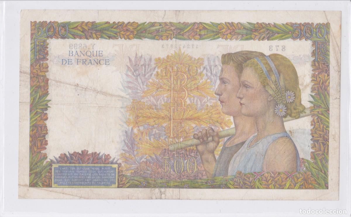 Billetes extranjeros: FRANCIA 500 FRANCOS 1942 - Foto 2