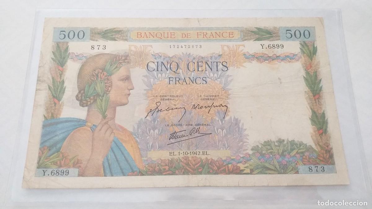 Billetes extranjeros: FRANCIA 500 FRANCOS 1942 - Foto 3