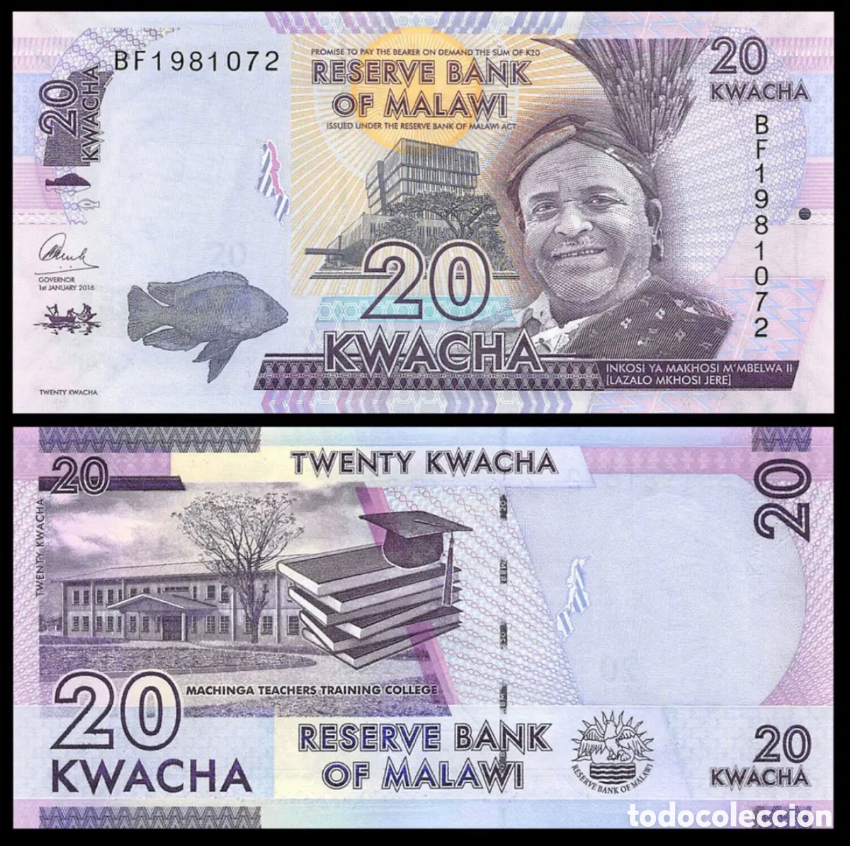 Billetes extranjeros: Billete MALAWI 20 Kwacha 2015 SC - Foto 1