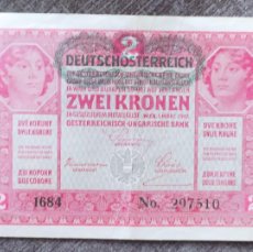 Billetes extranjeros: AUSTRIA 2 KRONEN ,CORONAS, 1917 (1919) PICK 50 (EBC-)