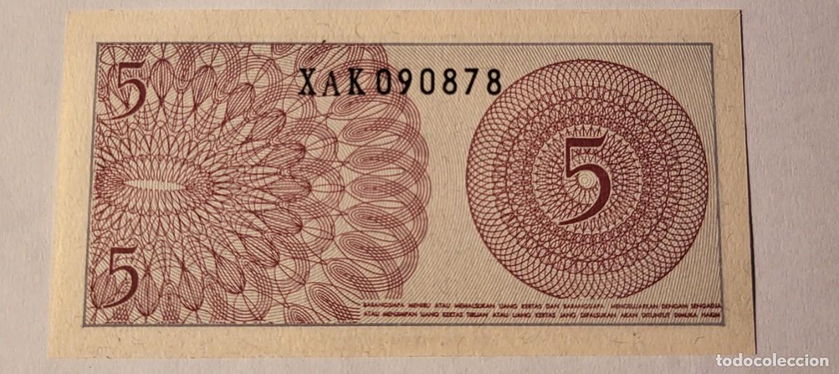 Billetes extranjeros: BILLETE DE INDONESIA. A&Ntilde;O 1964. 5 SEN - Foto 2