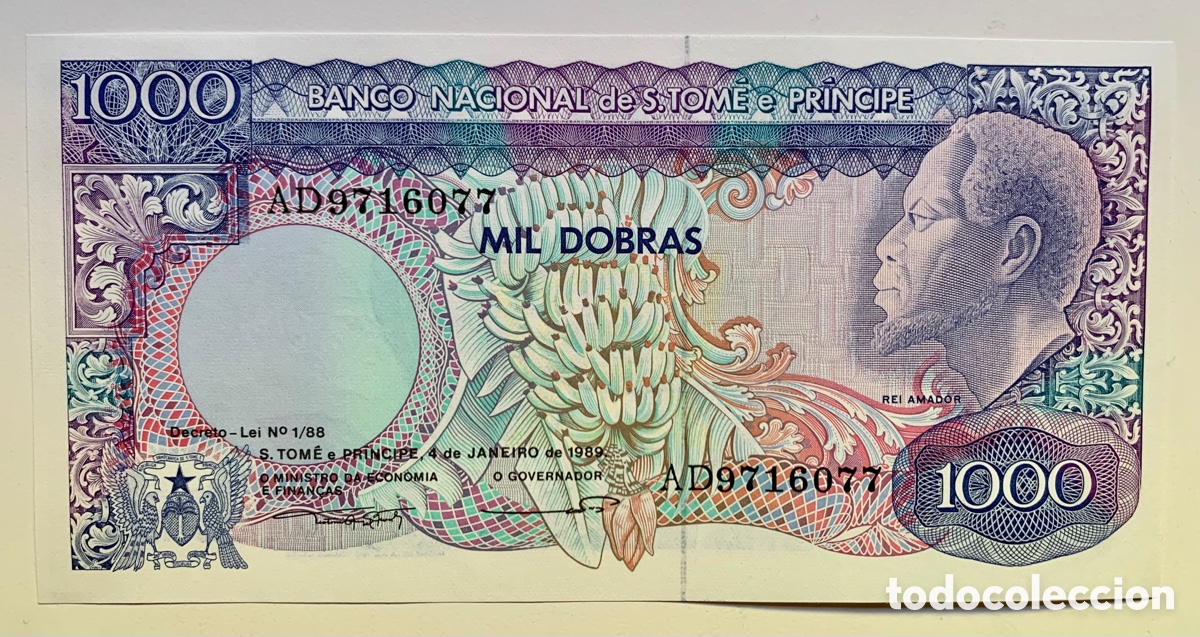 Internationale Banknoten: Billete SANTO TOME & PRINCIPE 1000 Dobras 1989 SC