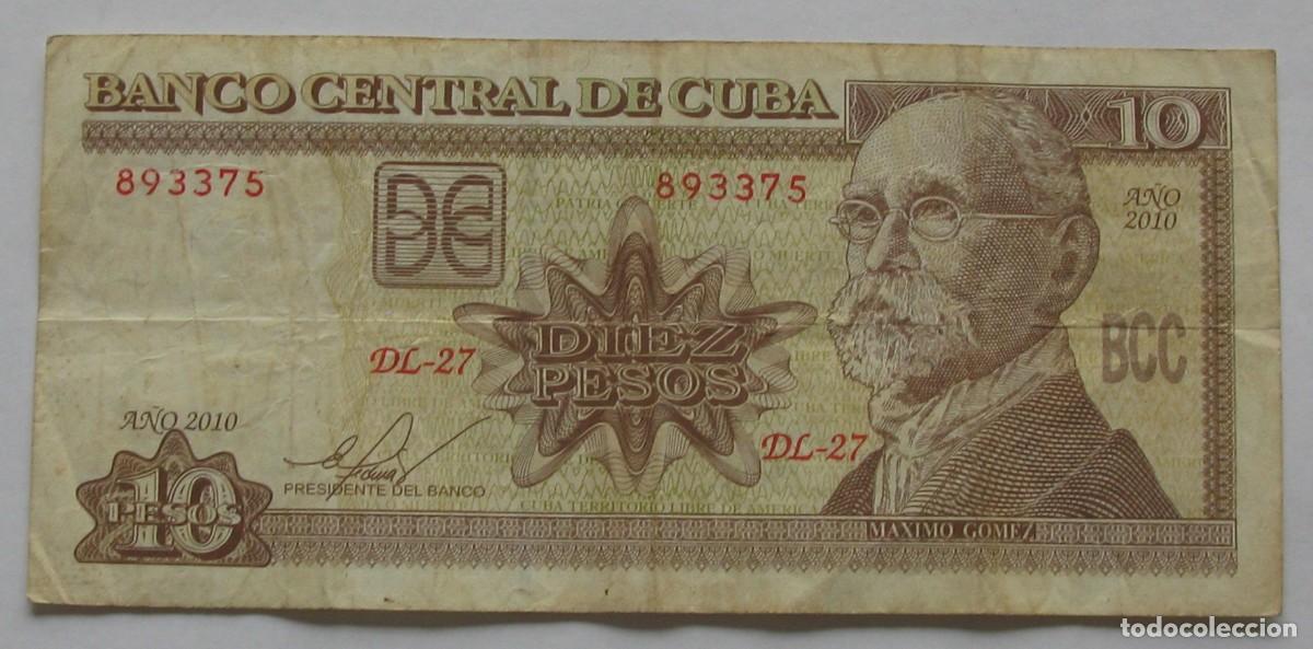 Billetes extranjeros: ZALDI2010 - CUBA . 10 PESOS DEL 2010 , CIRCULADO - Foto 1