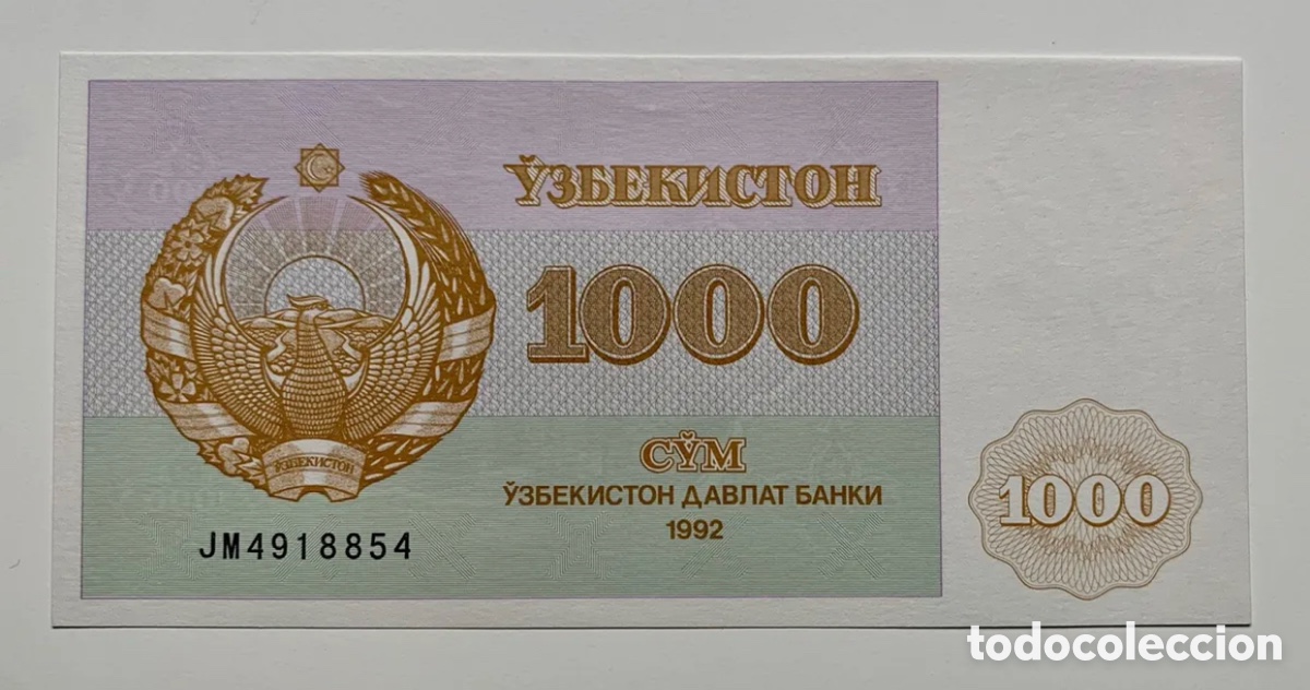 Banconote internazionali: Billete UZBEKISTAN 1000 Sum 1992 SC