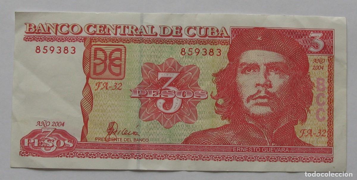 Billetes extranjeros: ZALDI2010 - CUBA , 3 PESOS DEL 2004 , CIRCULADO - Foto 1