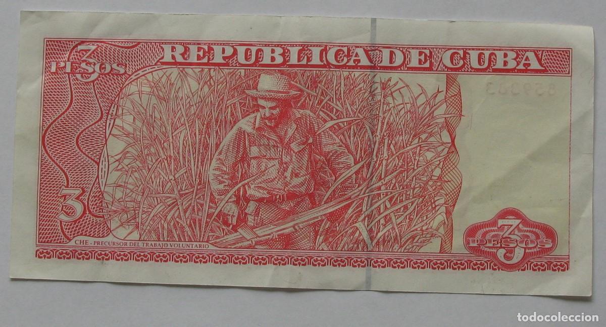 Billetes extranjeros: ZALDI2010 - CUBA , 3 PESOS DEL 2004 , CIRCULADO - Foto 2
