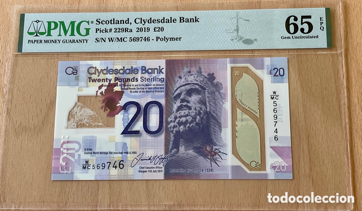 Billetes extranjeros: ESCOCIA, 20 POUNDS,PMG65. 2019. - Foto 3