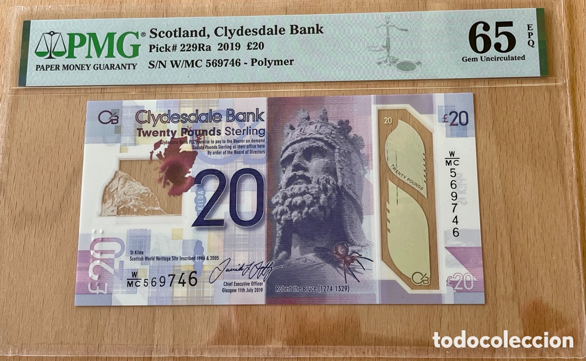 Billetes extranjeros: ESCOCIA, 20 POUNDS,PMG65. 2019. - Foto 1