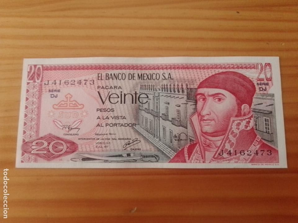 Billetes extranjeros: M&Eacute;XICO, 20 PESOS 1977 SC - Foto 1