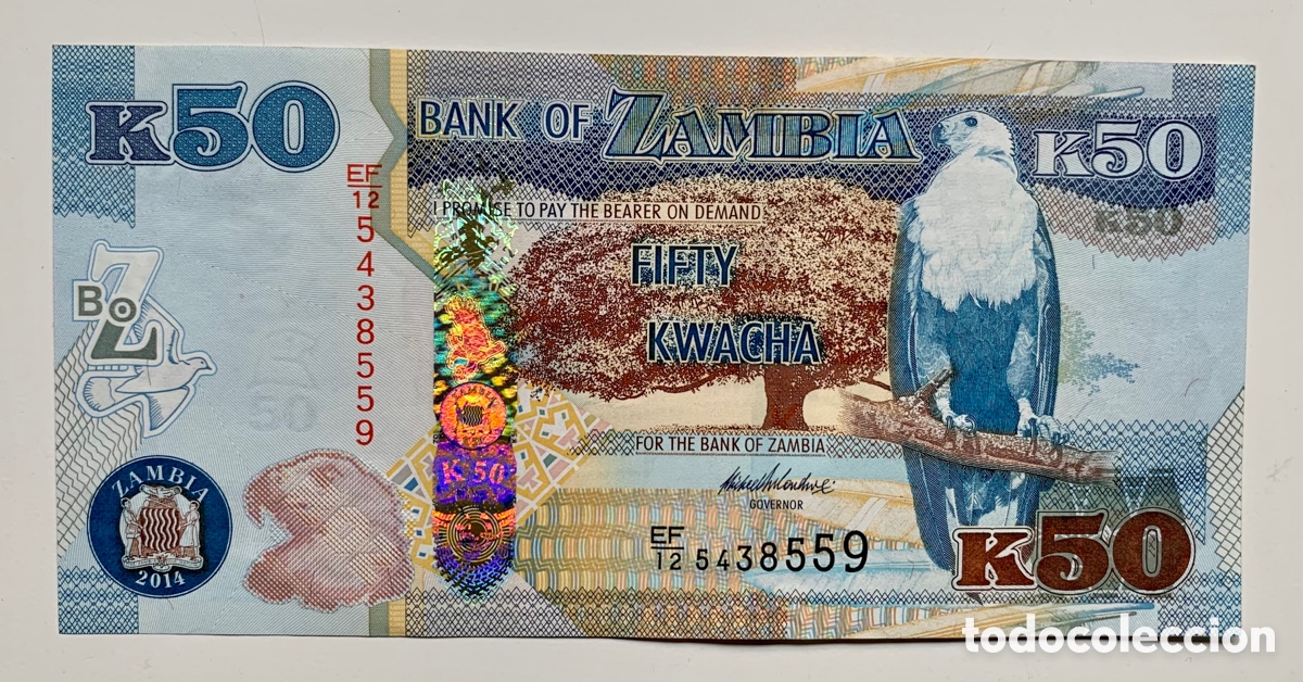 Billetes extranjeros: Billete ZAMBIA 50 Kwacha 2014 SC