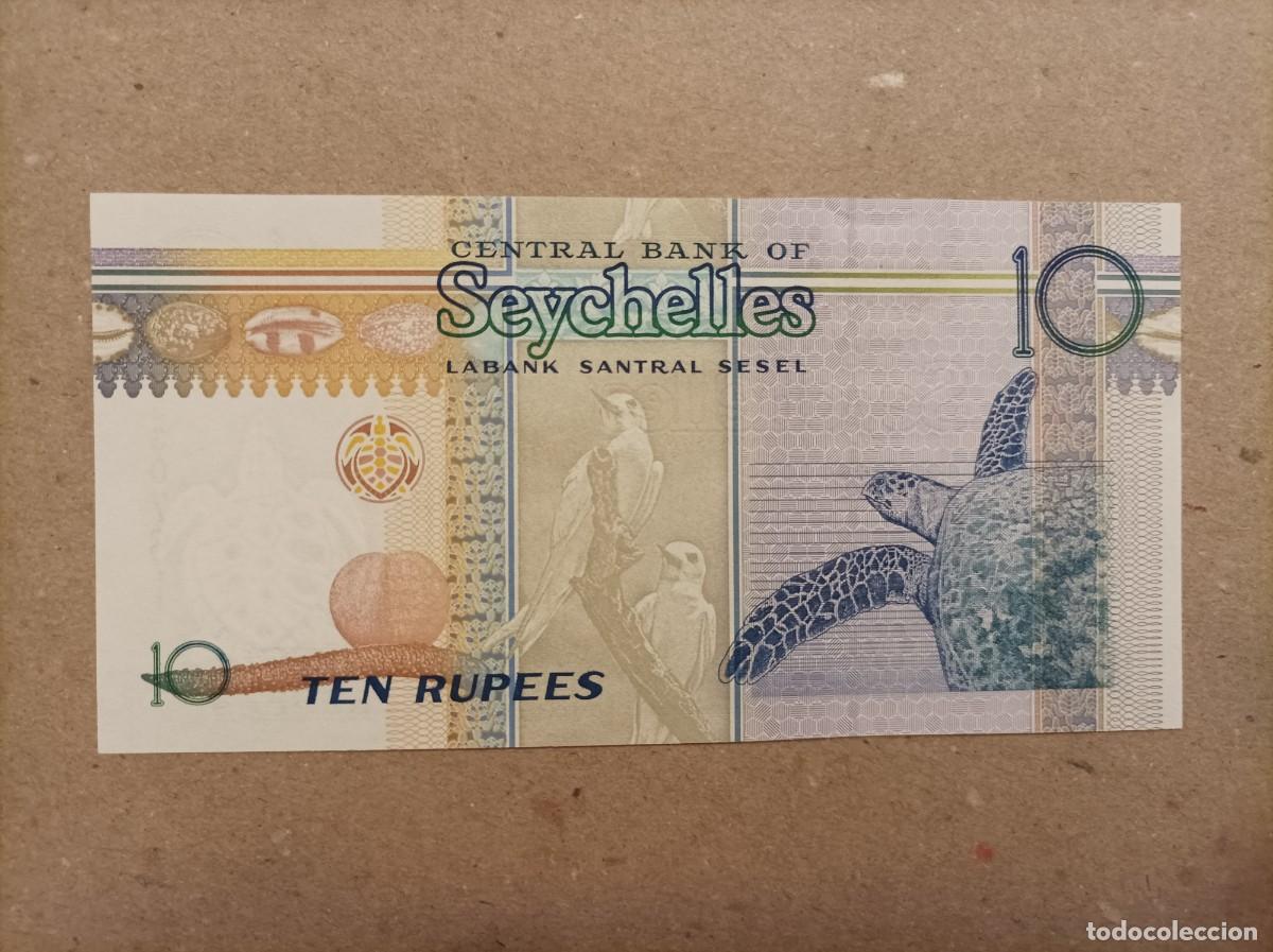 Billetes extranjeros: Billete de Seychelles de 10 rupees, a&ntilde;o 1998, UNC - Foto 1