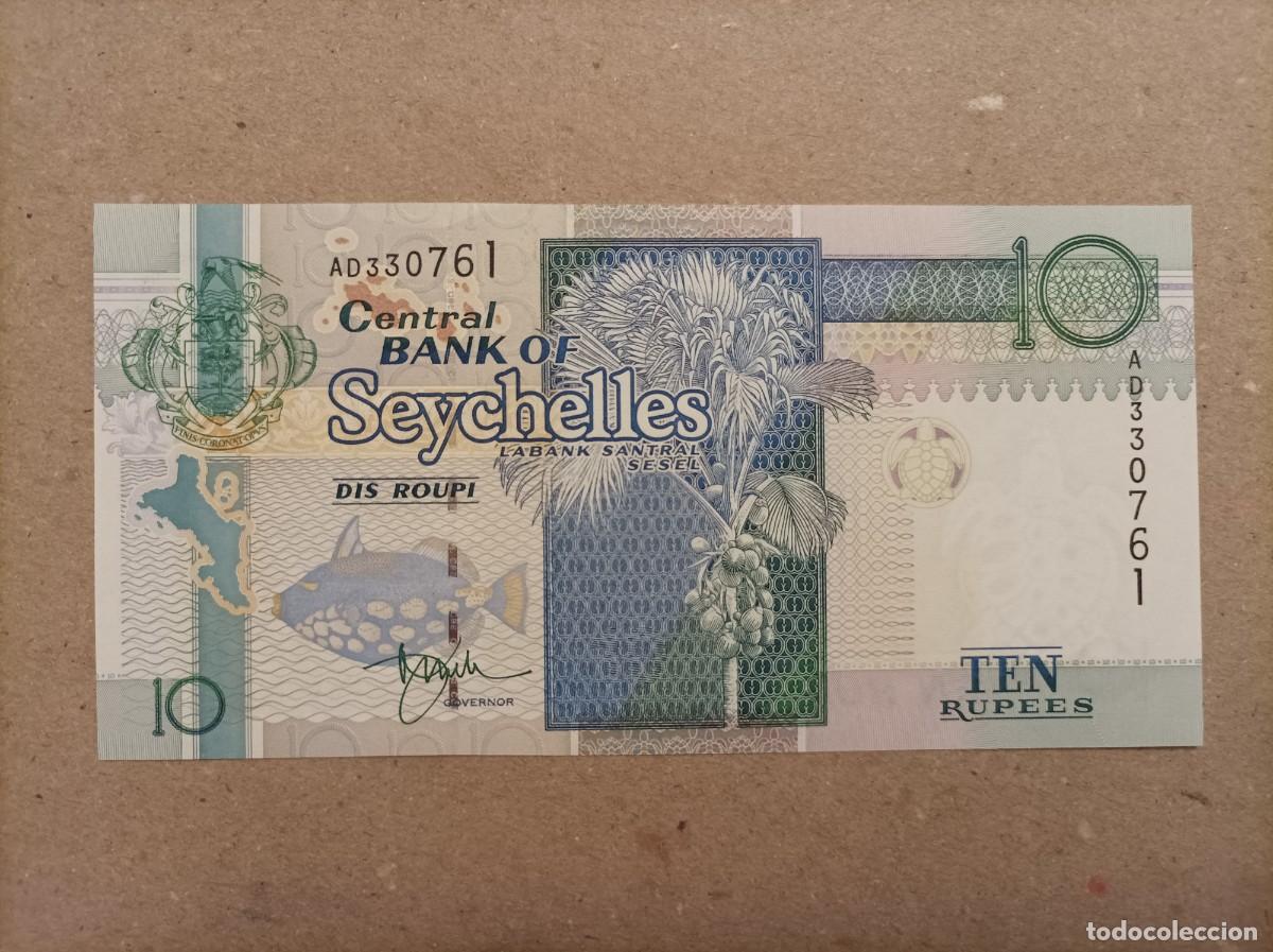 Billetes extranjeros: Billete de Seychelles de 10 rupees, a&ntilde;o 1998, UNC - Foto 2