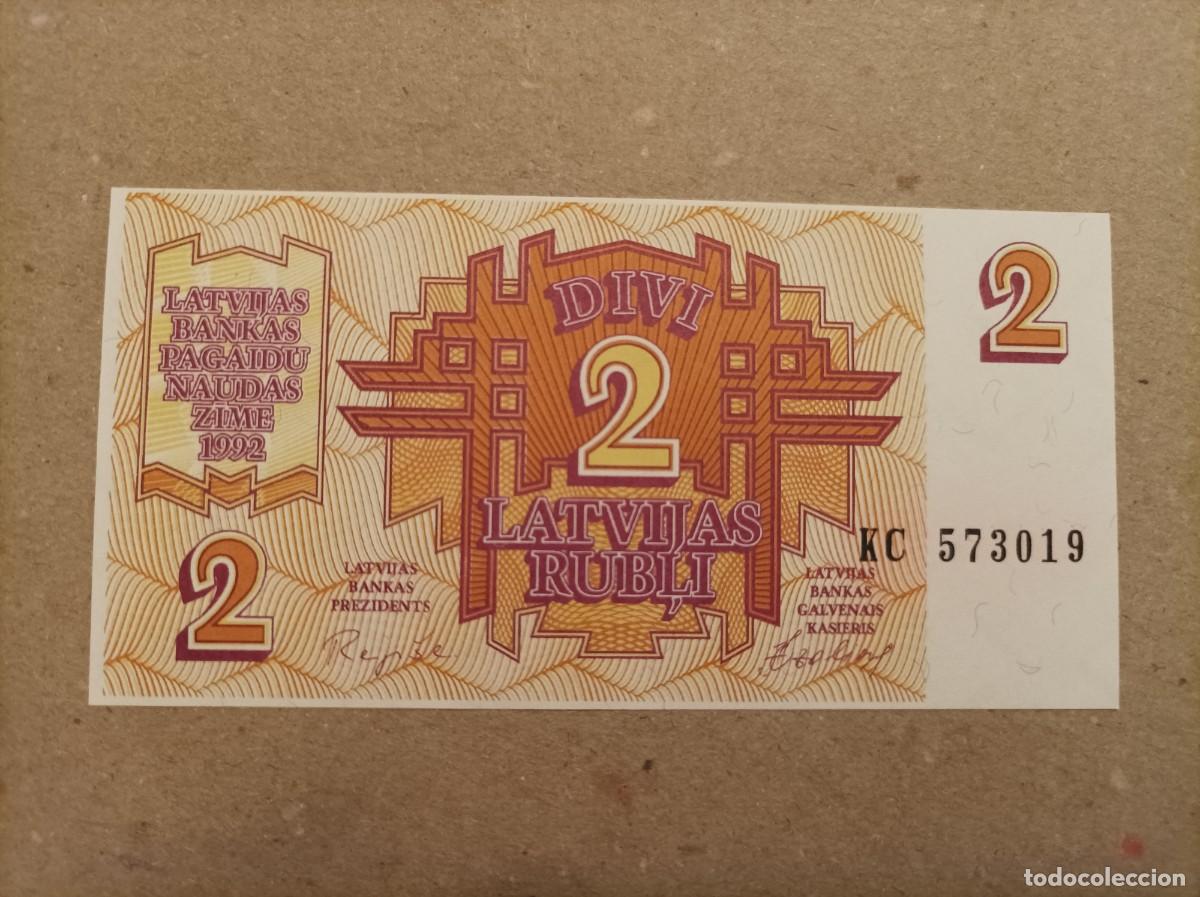 Billetes extranjeros: Billete de Letonia de 2 rublos, a&ntilde;o 1992, UNC - Foto 1