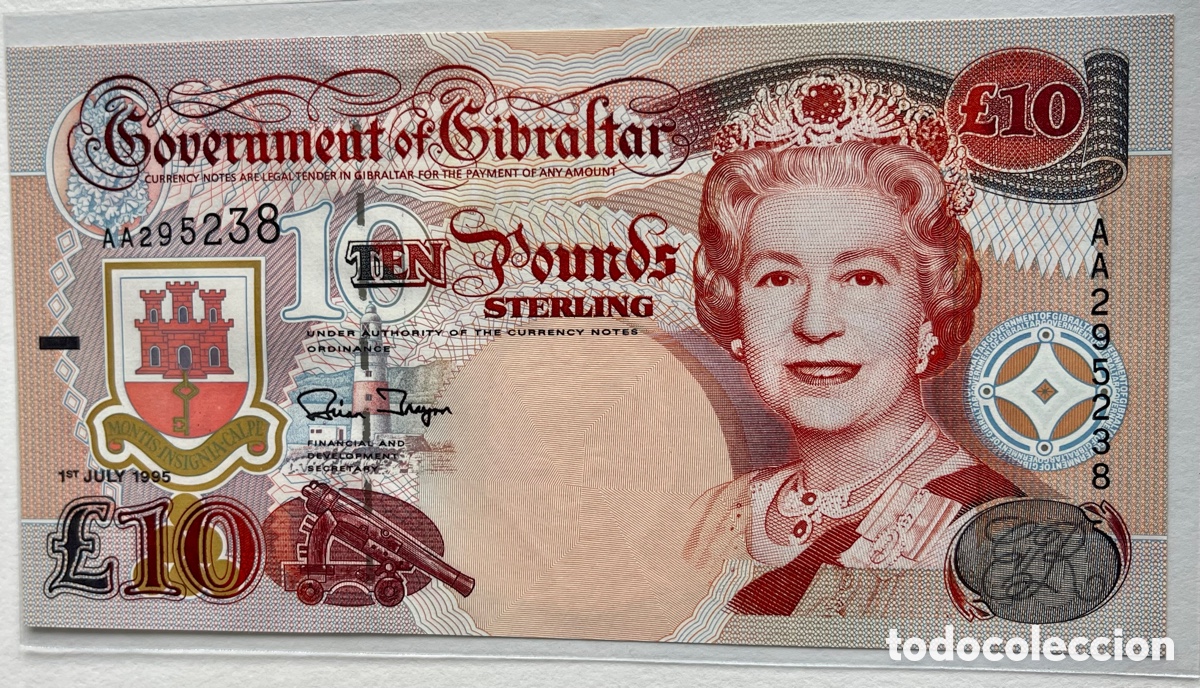 Billetes extranjeros: GIBRALTAR 1 STJULY 1995.10&pound;. - Foto 1