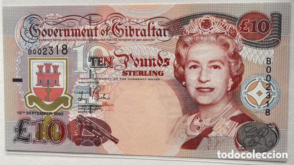 Billetes extranjeros: GIBRALTAR.10 TH SEPTEMBER 2002. 10&pound;. - Foto 1
